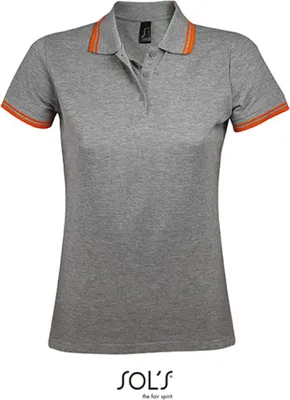Produktbild von SOLs 00578 | Damen Polo Shirt Pasadena - Farbe: Grey Melange/Orange - Größe: L