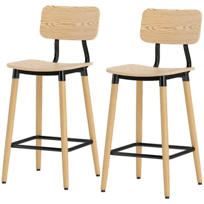 Obrázek produktu pro Sada dvou barových židlí s opěradlem – Barové židle z dřeva a kovu – Moderní design