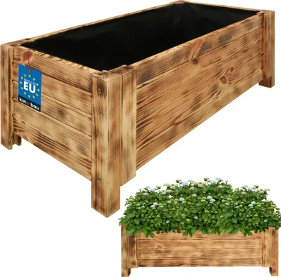 Produktbild von KOTARBAU® Blumenkasten 79x39x30cm Pflanzkasten mit Vlies Pflanzkübel groß außen Balkon Sichtschutz Blumenkästen Blumenkübel aus Kiefernholz Rustikal