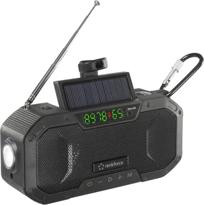Produktbild von Renkforce RF-CR-300 Outdoorradio UKW, MW Notfallradio, Bluetooth®, SD wiederaufladbar, Solarpanel, Handkurbel, Taschenl