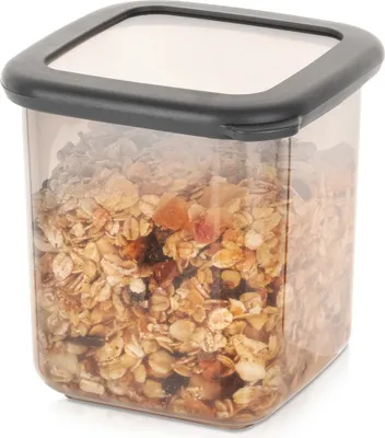 Produktbild von Vorratsdose - 800 ml - Stapelbar - Kunststoff - Quadratischer Küchenbehälter Grau