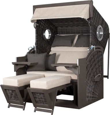 Produktbild von Strandkorb deVries PURE® Seaside XL - PE stone grey - Dessin 500 - inkl. Schutzhülle
