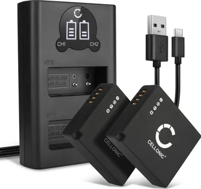 Immagine prodotto di CELLONIC 2x Batteria per Fotocamera Compatibile con Panasonic Lumix DMC-LX100, Lumix DC-LX100 II, Lumix DC-GX9, DMW-BLG10 – (730mAh, 7.4V) + Caricabatterie Doppio