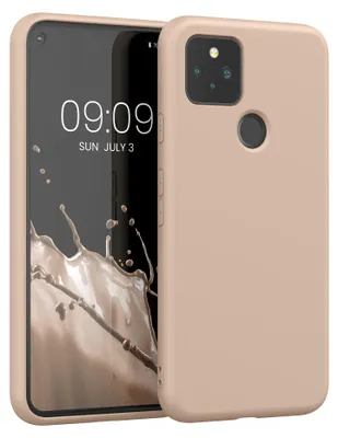 Produktbild von kwmobile Hülle kompatibel mit Google Pixel 5 Hülle - gummierte TPU Silikon Handyhülle - Schutzhülle für kabelloses Laden - Case in Coconut Swirl