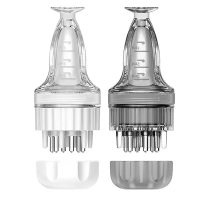 Produktbild von 2er-Set Kopfhaut-Öl-Applikatoren, transparent, mit Massagekamm, präzise Dosierung, wiederverwendbar, für Haar- und Kopfhautpflege, Salon & Zuhause