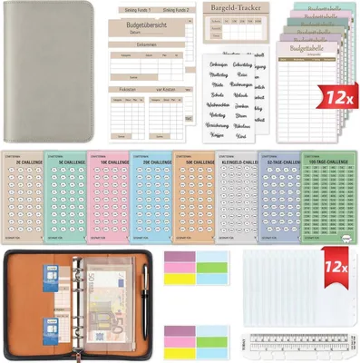 Produktbild von Upgrade Budget Planner Deutsch mit Reißverschluss - Bugetplaner Deutsch 8 Sparchallenges - Finanzplaner Haushaltsbuch A6
