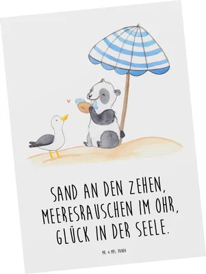 Produktbild von Mr. & Mrs. Panda Postkarte Sommer Meer Glück - Weiß - Geschenk, Ansichtskarte, Strandurlaub, Grußkarte, Sommerferien Abschiedsgeschenk, Farben, Frühling, Lebensfreude