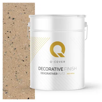Produktbild von Dekorativer Putz mit Mica 15 kg – Beige mit schwarzem und silberem Mica D813 – Strukturputz Innen & Außen, wetterfest Q-COVER
