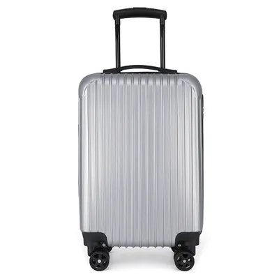 Imagen del producto de Maleta de mano elegante de 20 pulgadas con estampado vertical, ruedas de 360° y candado numérico de seguridad, color gris