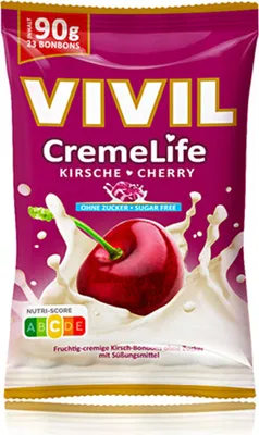 Produktbild von VIVIL Creme Life Kirsche Sahnebonbons ohne Zucker | 90g