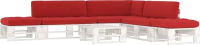 Produktbild von Design 6-tlg. Paletten-Lounge-Set Weiß Imprägniertes Kiefernholz, Gartenmöbel-Sets 2024 Neu