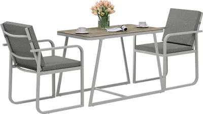 Produktbild von Outsunny Sitzgruppe 3-teilig Essgruppe für 2 Personen Esstisch mit 4 Stühlen