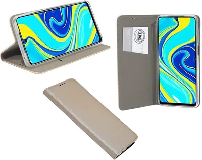 Produktbild von cofi1453® Buch Tasche "Smart" kompatibel mit XIAOMI REDMI NOTE 9 PRO MAX Handy Hülle Etui Brieftasche Schutzhülle mit Standfunktion, Kartenfach Gold