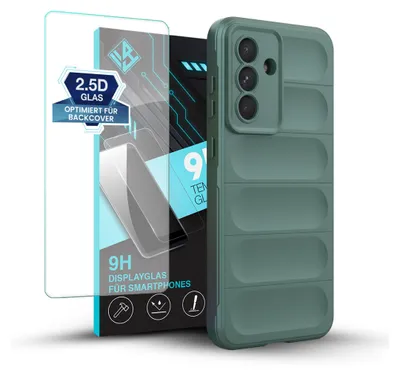 Produktbild von Handy Hülle für Samsung Galaxy A26 5G mit 9H Displayglas Displayschutz Plus Grip Case Cover Schutzhülle Softgrip Farbe: Grün