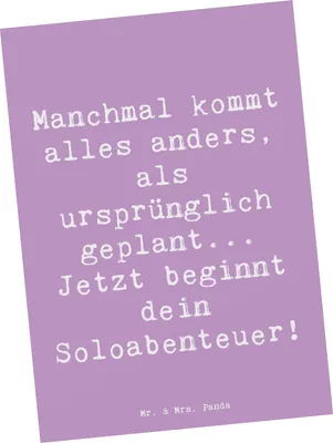 Produktbild von Mr. & Mrs. Panda Ansichtskarte Spruch Scheidung Soloabenteuer - Lavendeltraum - Geschenk, Grußkarte, Postkarte, Neuanfang, Ansichtskarten, Postkarten, Chancen, bildkarte