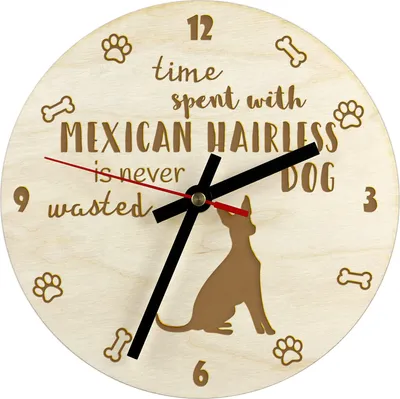 Immagine prodotto di Xoloitzcuintle - orologio con cane, orologio in legno con incisione, orologio personalizzato Art-Dog
