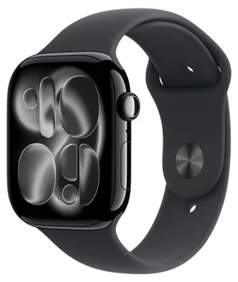 Produktbild von Apple Watch Series 11 GPS 46mm Diamantschwarz Aluminium Case mit Schwarzem Sportarmband - S/M