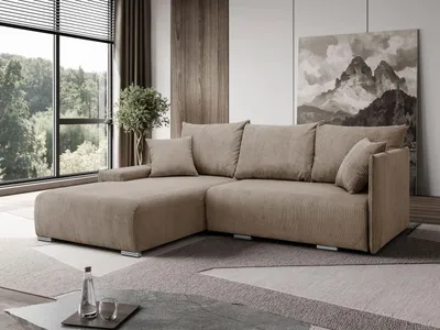 Produktbild von FurMeb24 ECKSOFA LAVANO L-form 246 x 188 cm - BEIGE - mit schlaffunktion und bettkasten