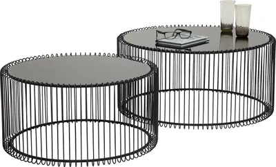 Productafbeelding van Kare Design salontafel Wire, set van 2, zwart, diameter 63/53 cm, bijzettafel
