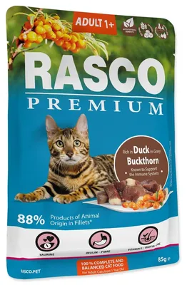 Obrázek produktu pro Kapsička Rasco Premium Adult kachna s rakytníkem 85g