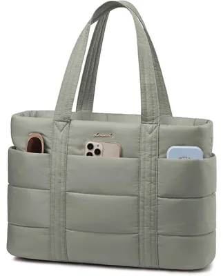 Productafbeelding van Laptop tas dames, 15,6 inch, groene shopper/handtas/werktas