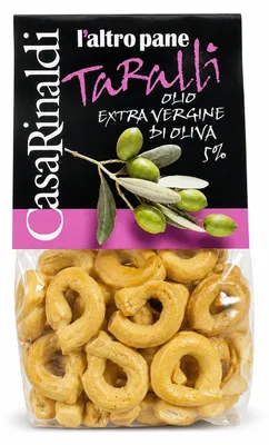 Image de Crackers Taralli Casa Rinaldi avec huile d'olive vierge extra, 200 g | Biscuits apéritifs italiens de la région des Pouilles