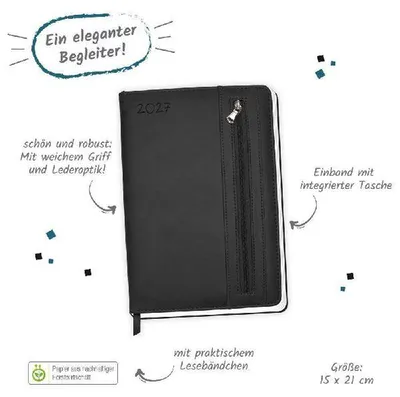 Produktbild von TRÖTSCH - Wochenplaner A5 mit Tasche Schwarz 2027