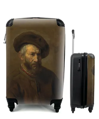 Produktbild von MuchoWow® Koffer Handgepäck Trolley Rollkoffer Kleine Reisekoffer mit 4 Rollen - Selbstbildnis - Rembrandt van Rijn - Cabin Size < 55x40x23 cm & 55x40x20 cm - Fotokoffer - Kabinenkoffer - Boardgepäck - Reise-Box - Reisekoffer - Reisegepäck - Koffer mit Bild - Trolley für Kinder