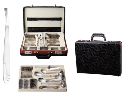 Produktbild von Hochwertiges Besteck Set 72-teilig Koffer Silber 12 Personen Edelstahl 18/10