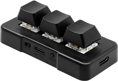 Obrázek produktu pro MK321-Pro 3tlačítková klávesnice s mechanickými modrými spínači, port USB+2.4G+BT pro kancelář, hry, multimédia, černá barva
