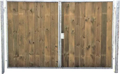 Produktbild von Einfahrtstor Verzinkt Garten Holz-Tor senkr. Symmetrisch 2-Flügeltor 450cmx180cm