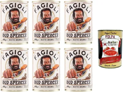 Produktbild von Bud Power- Bud-Spencer-Bohnen fertig zum Probieren 6x 400gr + Italian Gourmet polpa 400g