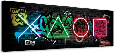 Produktbild von Leinwandbild Controller-Abstraktion 90x30 Feeby Bunt bild für die wand bereit zum aufhängen
