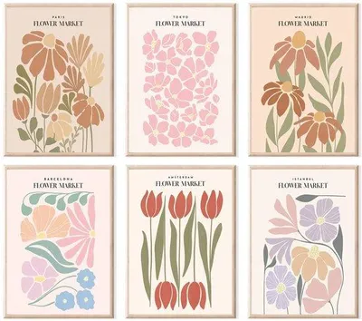 Productafbeelding van Unyqoos® Vintage bloemenposters, set van 6 – Kunstafdrukken op canvas, 21x30 cm (A4) voor woon-, slaap- en kantoordecoratie, zonder lijst