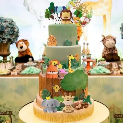 Image de Décoration de gâteau sur le thème de la jungle pour enfants