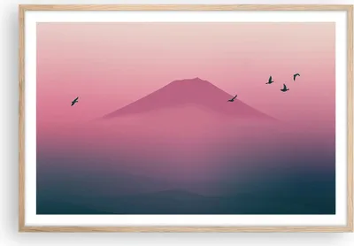 Produktbild von Gerahmtes Poster - Rahmen in heller Eiche - Vulkan Vogel Natur - 91,5x61 cm - Wand Bild - Wanddeko - Wandbilder - Wandposter - Bilderrahmen - Bilder - Kunstdruck - Wandbild - P2NAA91x61-4124