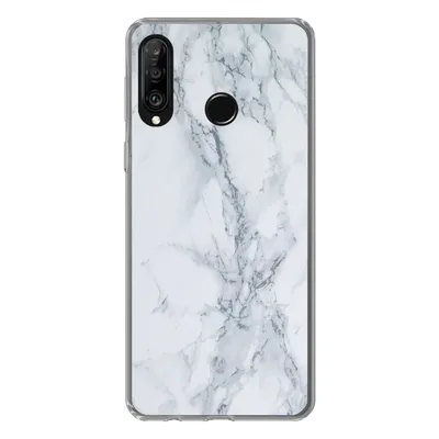 Produktbild von MuchoWow® Handyhülle Schutzhülle Hülle für Huawei P30 Lite Marmor - Muster - Gus - Weiß - Marmoroptik - Luxus Silikon Softcase Handy Hülle - Handyhülle