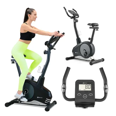Obrázek produktu pro Cvičební kolo Hop-Sport Spark Silver pro domácí použití Magnetický domácí trenažér s nastavitelným sedadlem a řídítky, snímače pulsu, LCD displej - do 120 kg