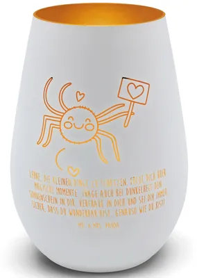 Produktbild von Mr. & Mrs. Panda Windlicht Glas Spinne Agathe Motivation - Weiß - Geschenk, Vertrauen, Laterne, Liebe, gold teelichthalter, Kerzenhalter, Glück, Dankeschön