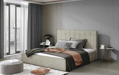 Produktbild von Doppelbett ARDELIA 2, gepolstert, 140x200 cm, beige