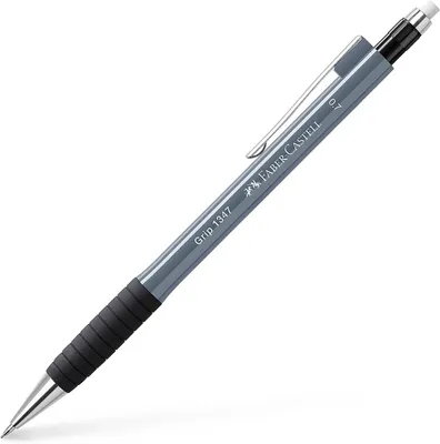 Produktbild von Faber-Castell 134789 - Druckbleistift GRIP 1347 stone grey, Härtegrad B, Minenstärke 0.7 mm, mit integriertem Radiergummi, 1 Stück