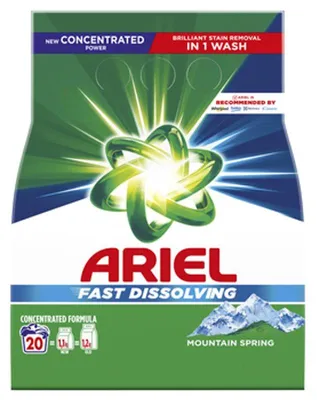 Zdjęcie produktu dla Ariel Fast Dissolving Mountain Spring Proszek do prania 20 prań 1100 g