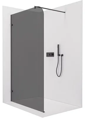Obrázek produktu pro Sprchová zástěna Walk-in Orbis Round L/P - 8 mm - kulatá vzpěra - černá matná, grafitové sklo - 160x200 cm