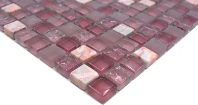 Produktbild von Handmuster Mosaikfliese Transluzent rosa Glasmosaik Crystal Stein rosa BAD WC Küche WAND MOS92-1002_m
