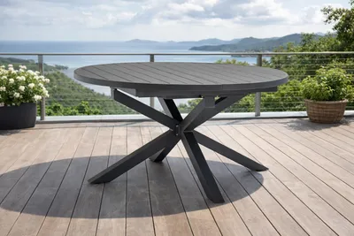 Produktbild von Destiny Gartentisch ARONA Ø120/170x75cm, Aluminium, ausziehbar, anthrazit