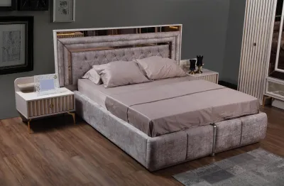 Produktbild von Taupes Schlafzimmer Set Designer Möbel Doppelbett Nachttische Holzmöbel