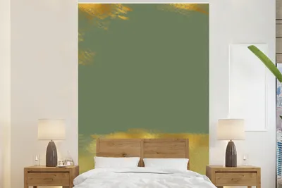 Produktbild von MuchoWow® Fototapete für Wohnzimmer oder Schlafzimmer Wandtapete Vinyl Motivtapete Muster - Grün - Farbe - Gold - 145x220 cm - Wanddekoration
