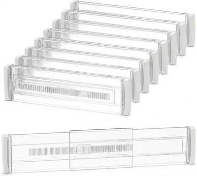 Productafbeelding van Ladeverdelers - Set van 8 - Verstelbaar - 30-50 cm - Lade-organizer - Kunststof - Ladeverdeler voor kledingkast - Bureau