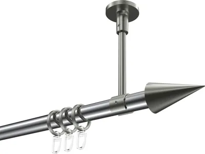 Produktbild von Interdeco Gardinenstange / Vorhangstange Chrom / Edelstahl-Optik, Typ Sonette Savio (Kegel) Deckenmontage, 20 mm Ø 1-läufig, 120 cm