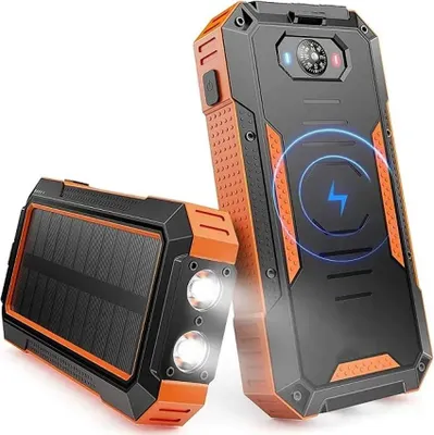 Immagine prodotto di SiGN Powerbank solare con ricarica wireless, 20000 mAh - Arancione